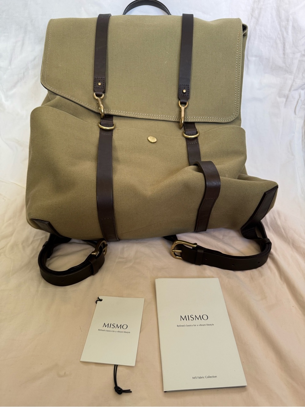 Mismo M/S Backpack - Safari Green / Dark Brown Minimalist NWT